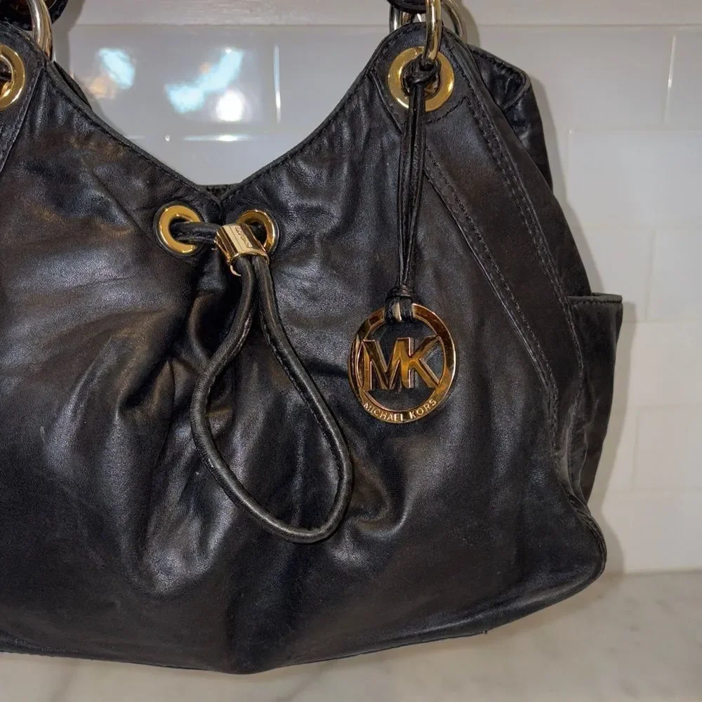 Michael Kors Bag Purse Handbag Leather Ludlow Drawstring Hobo Shoulder Bag